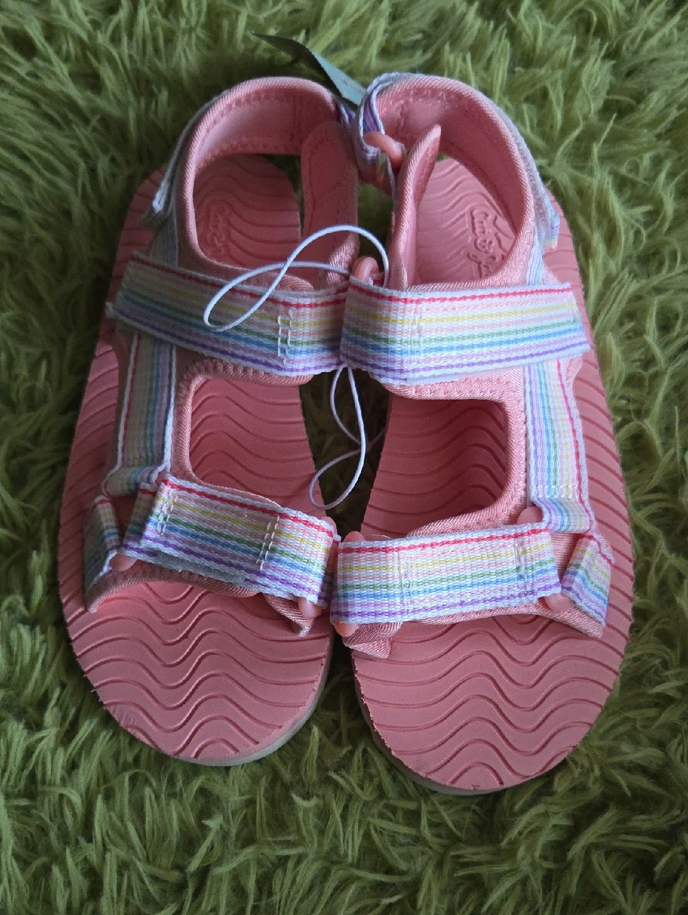 Kids‎ Pink Strappy Sandals with Rainbow Straps